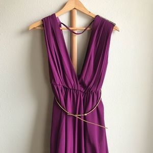 Purple v neck cocktail dress
